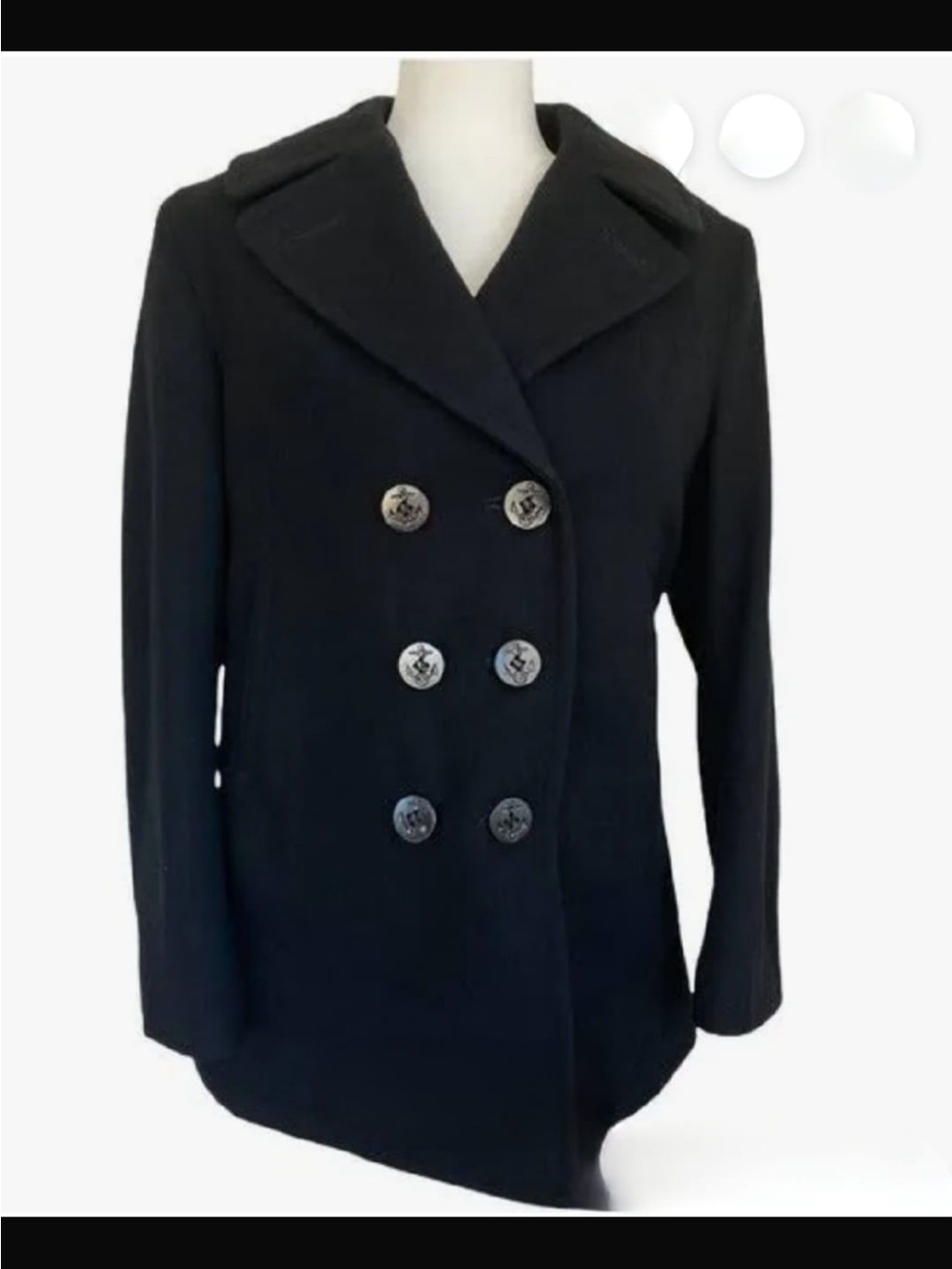 Classic Black Double-Breasted Pea Coat